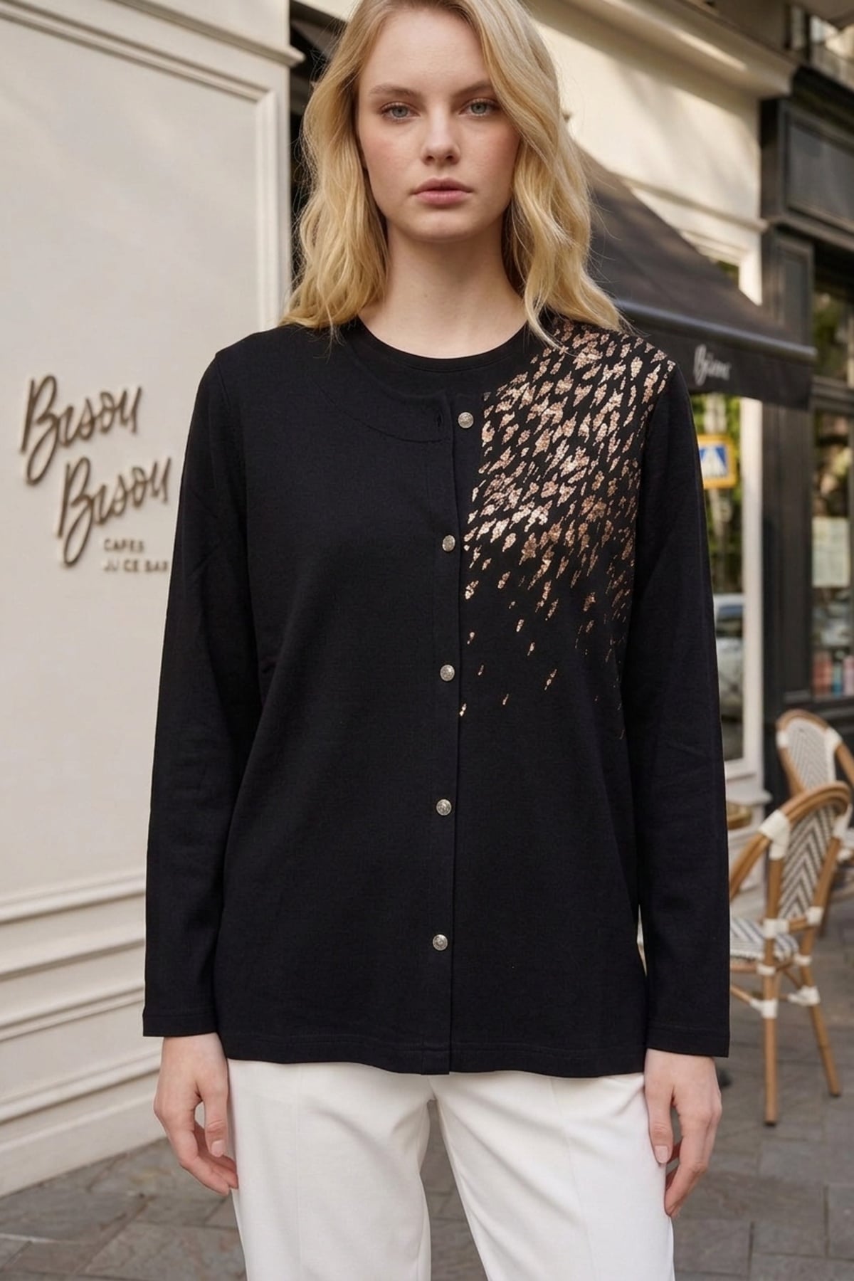 Leopar Detay Anne Bluzu 27019 Siyah