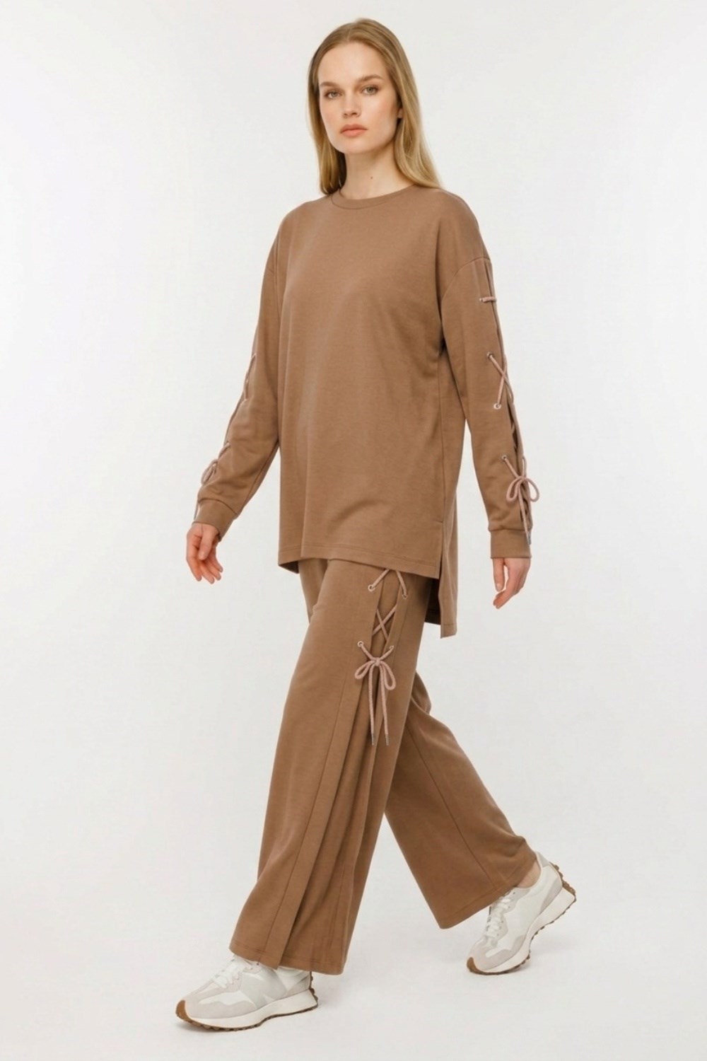 Ceremony 925 Kuşgözü Detaylı Luna Pantolonlu Takım Camel
