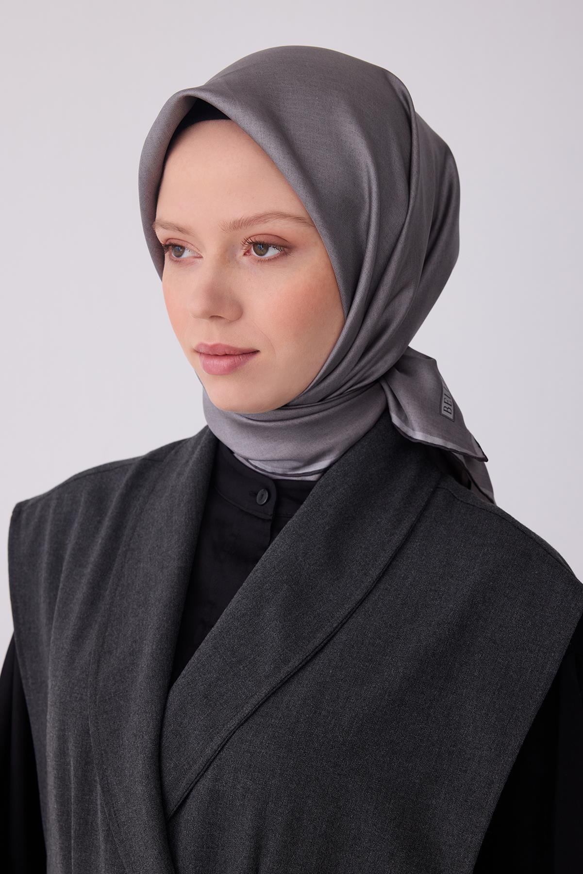 Belli Saf Twill İpek Eşarp 4305D (T) - Gri