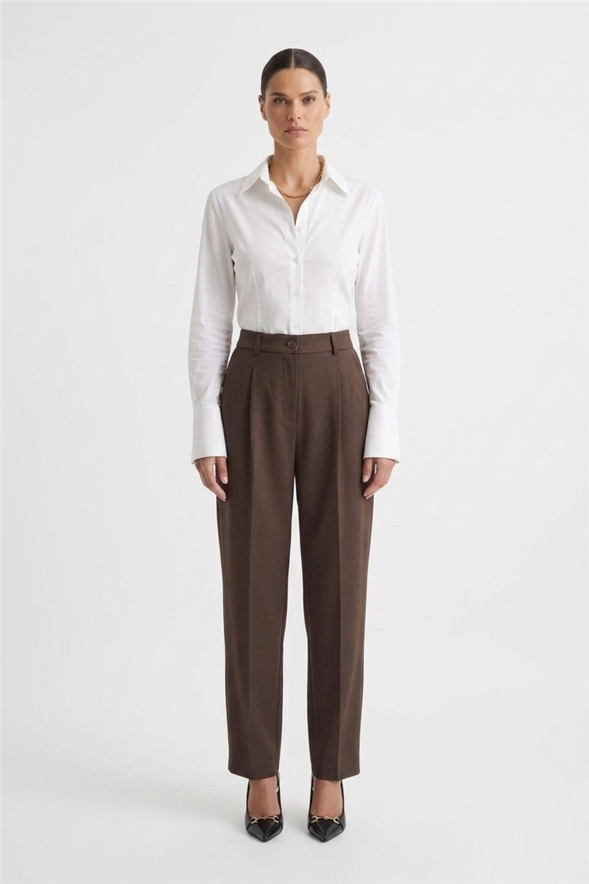 Sentez 5692 Aves Gabardin Pantolon Kahve