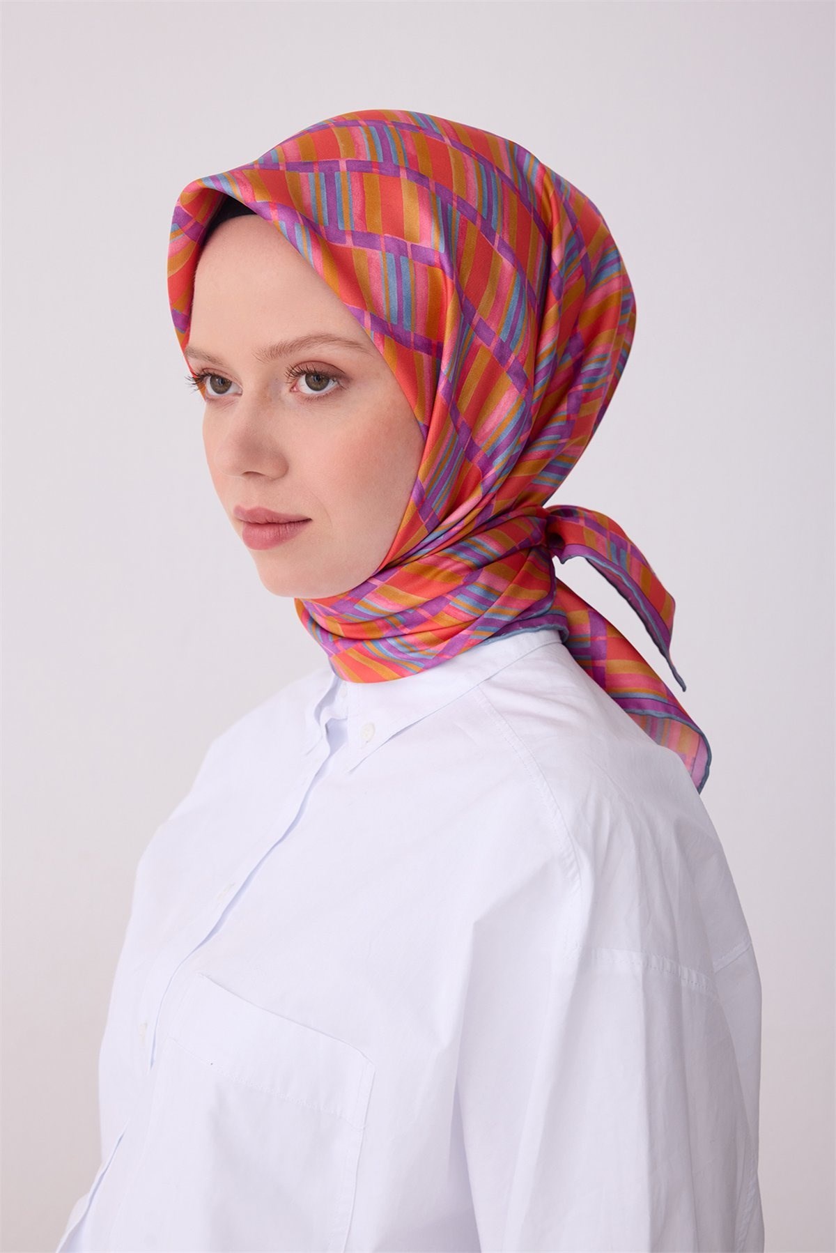 Belli Saf Twill İpek Eşarp 4302D (T) - Fuşya