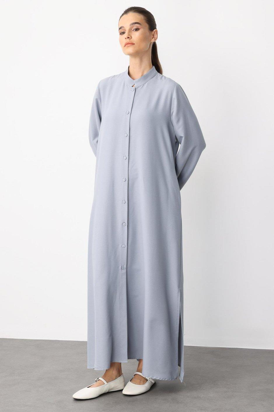 Micca 251507M Sırt Desen İşleme Ferace - Gri