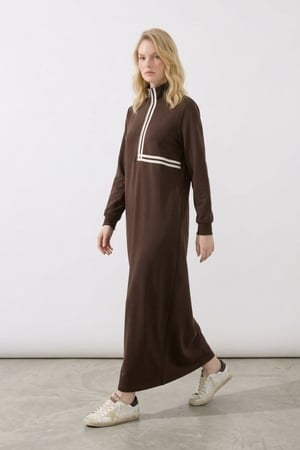 Şerit Geçişli Elbise 12732 Browni Elbise PUANE 