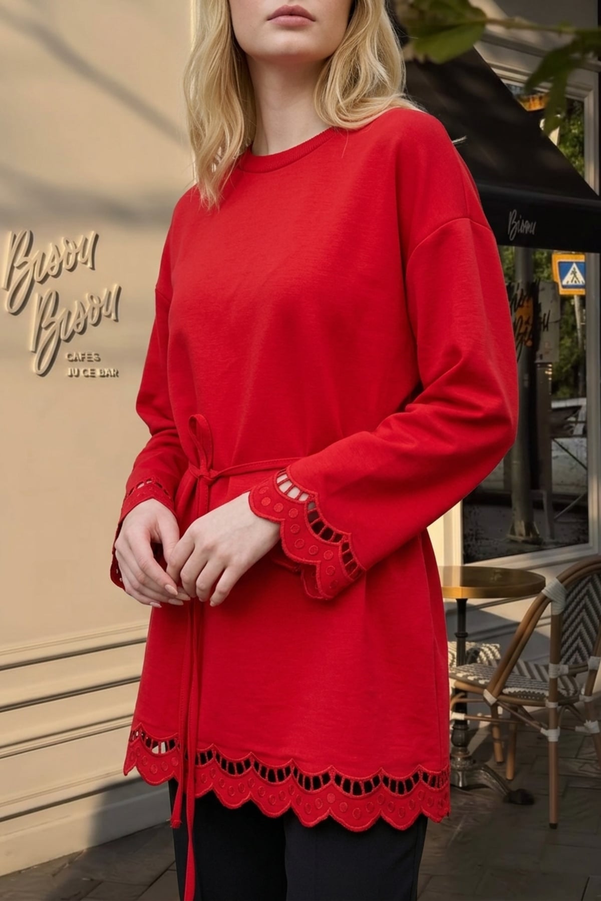 Nakış Detaylı Tunik 32570 Kırmızı
