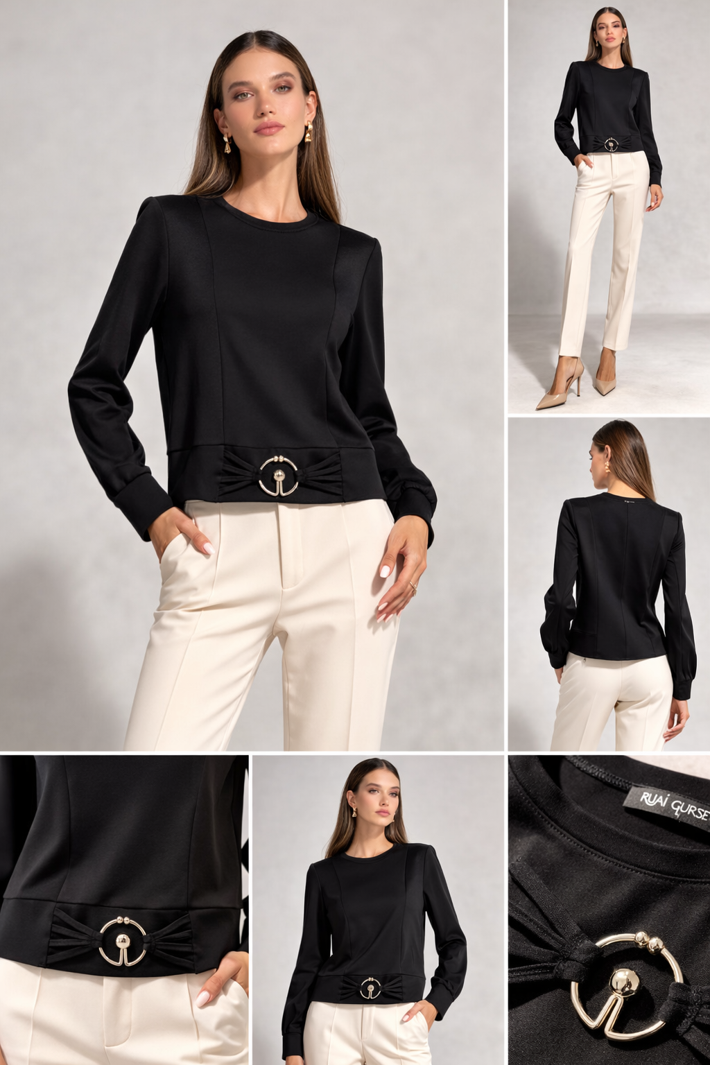 Fuat Gürşen 5348 Toka Detay Bluz - Siyah