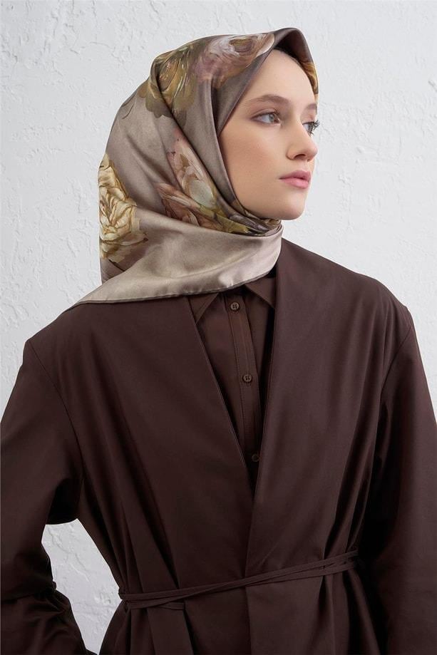 Armine Dj Saf İpek Eşarp 9419D (T) - Vizon