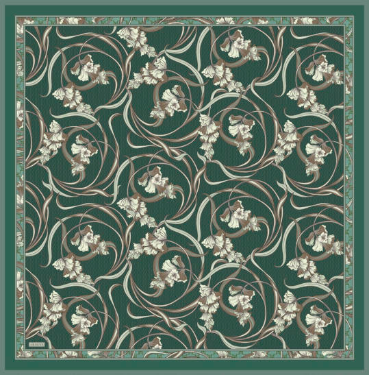 Armine Dj Saf Twill İpek Eşarp 9512D (T) - Zümrüt
