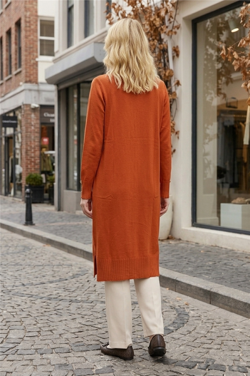 Ön Çiçek Baskılı Tunik 36231 Oranj