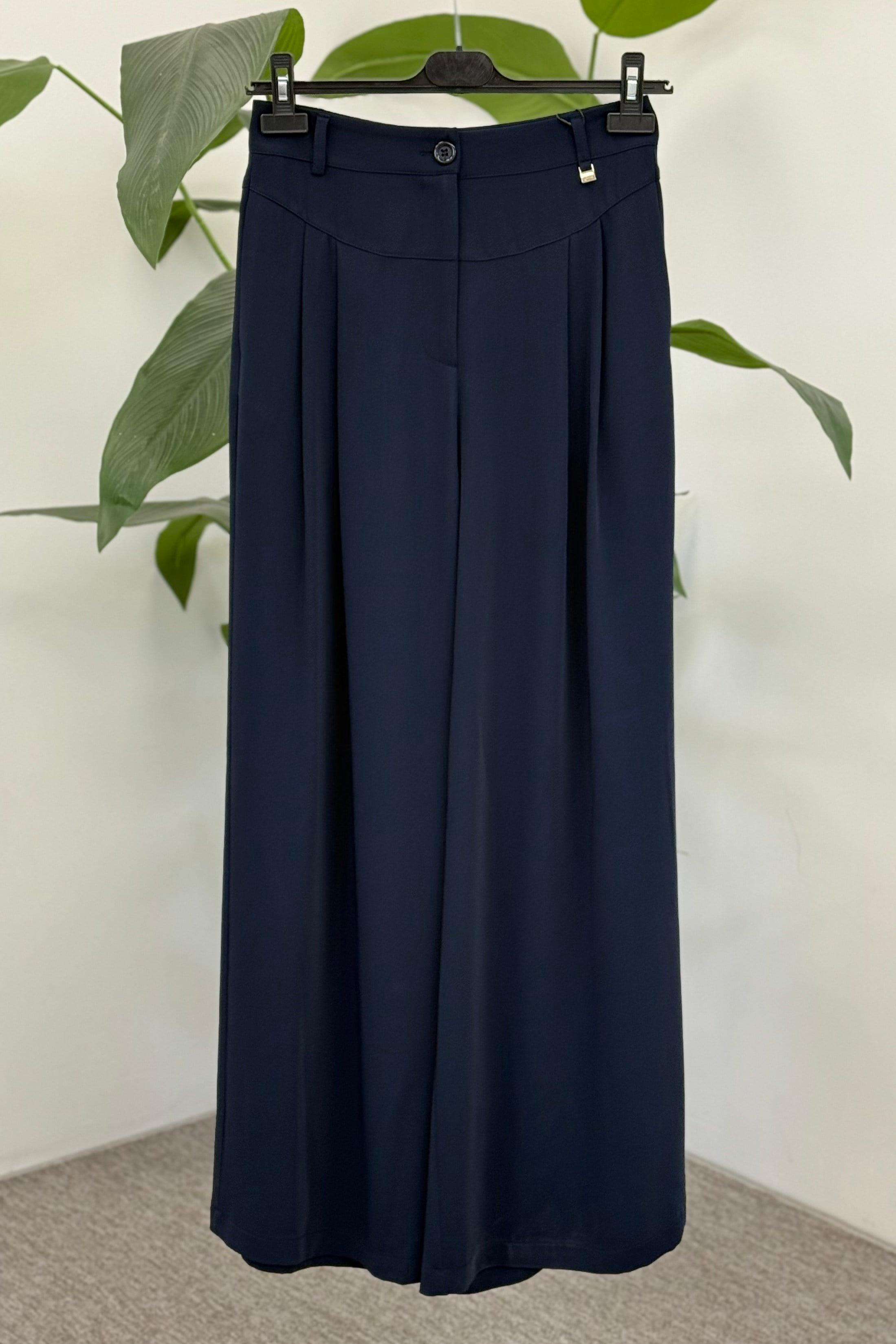 Sentez 5638 Eyfer Geniş Paça Pileli Pantolon - Lacivert