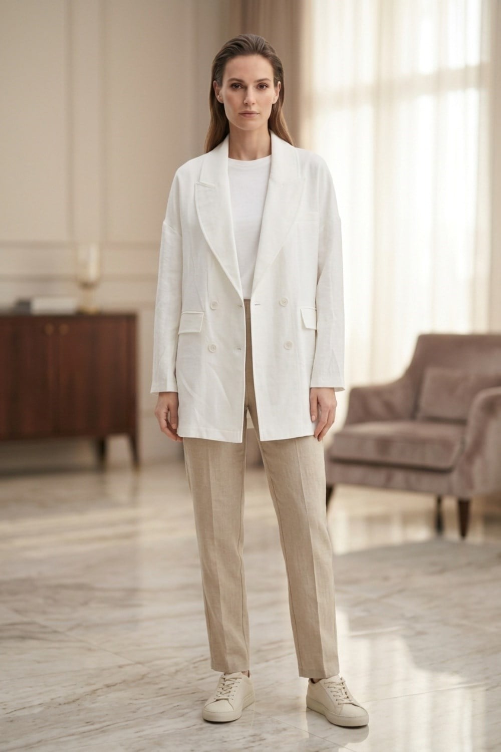 Oversize Modal Ceket 0035607 - Ekru