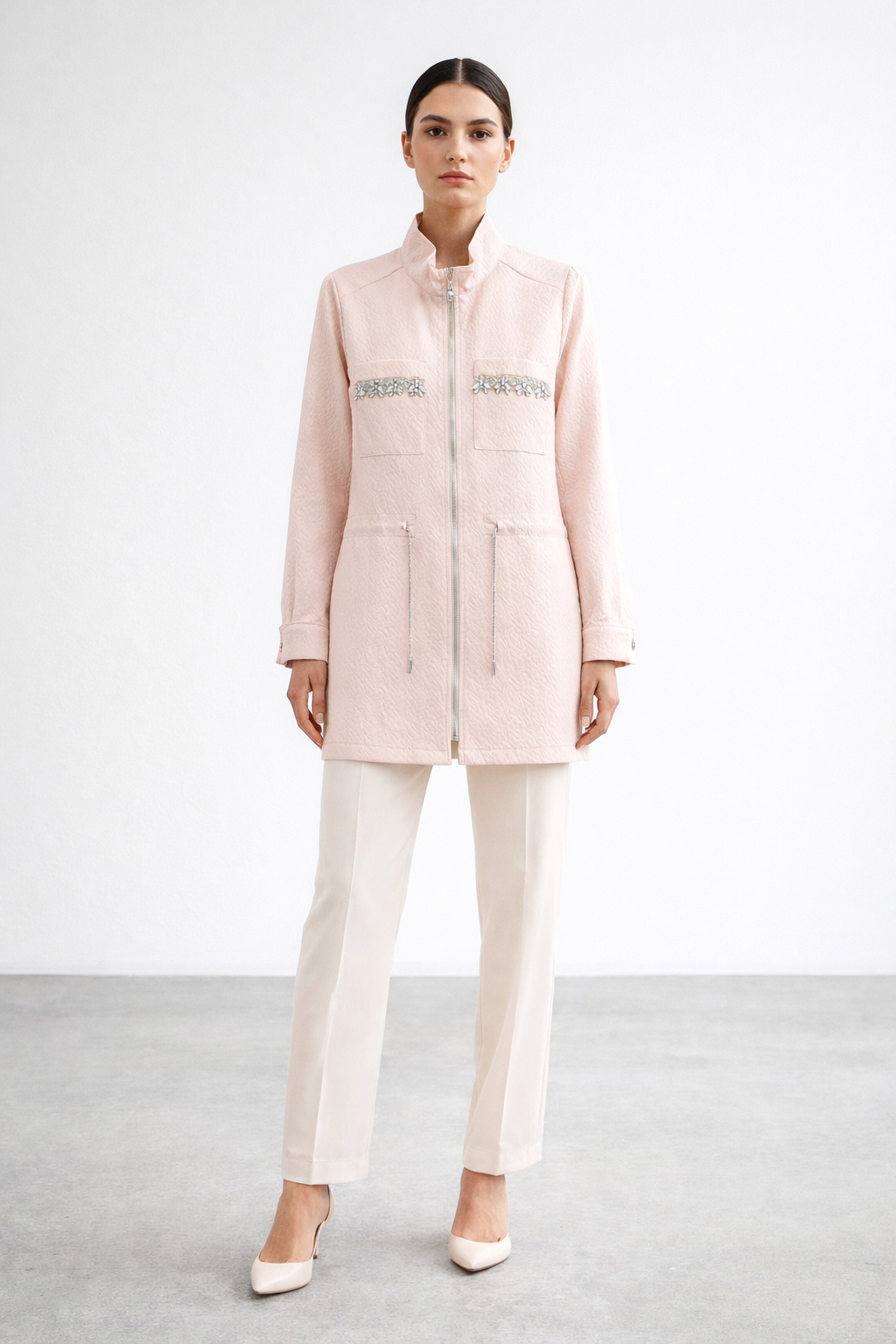 Fuat Gürşen 5656 Cep Taş İşlemeli Fermuarlı Kap - Pudra