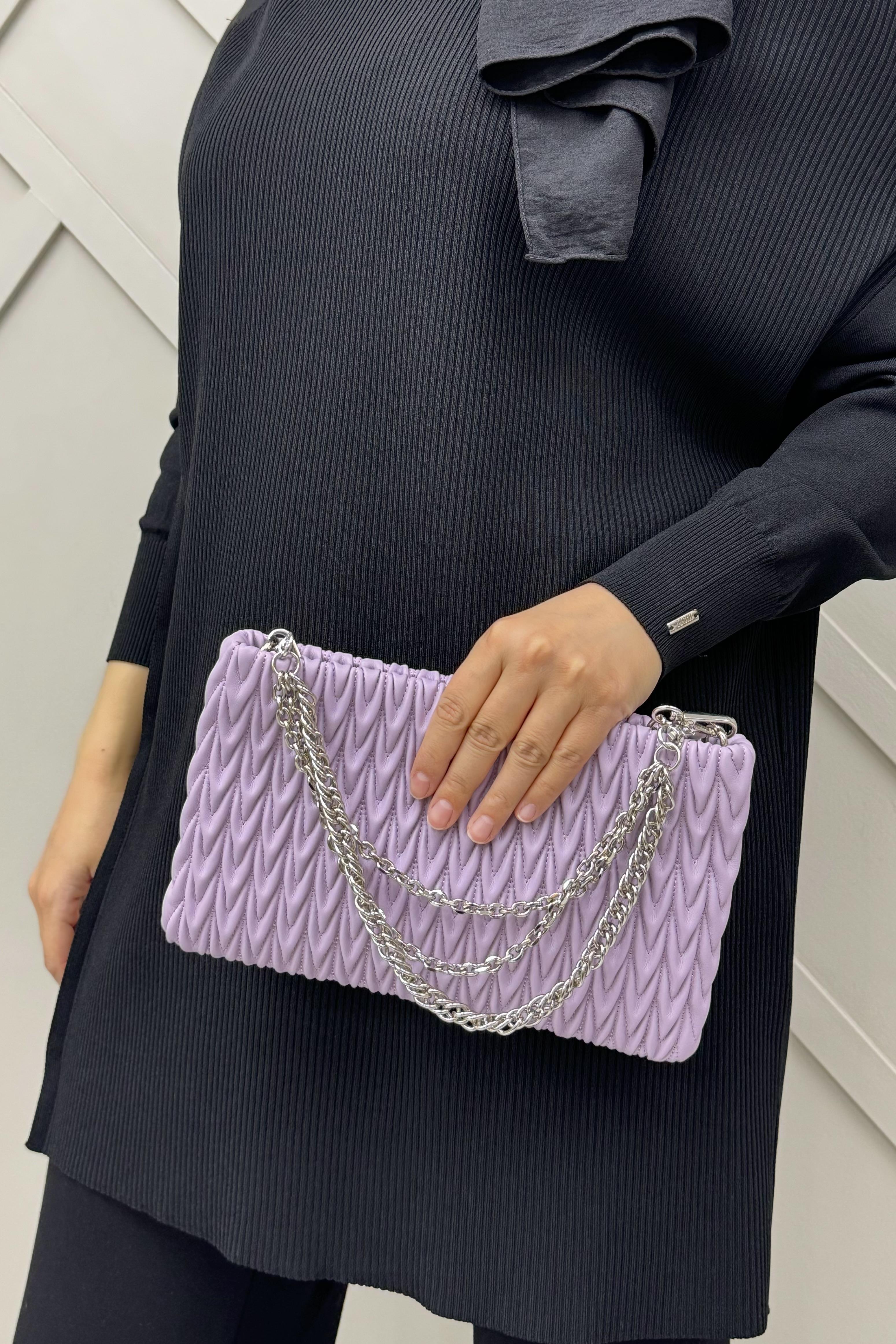 Bürümcük Görünümlü Clutch Çanta 17333 - Mor