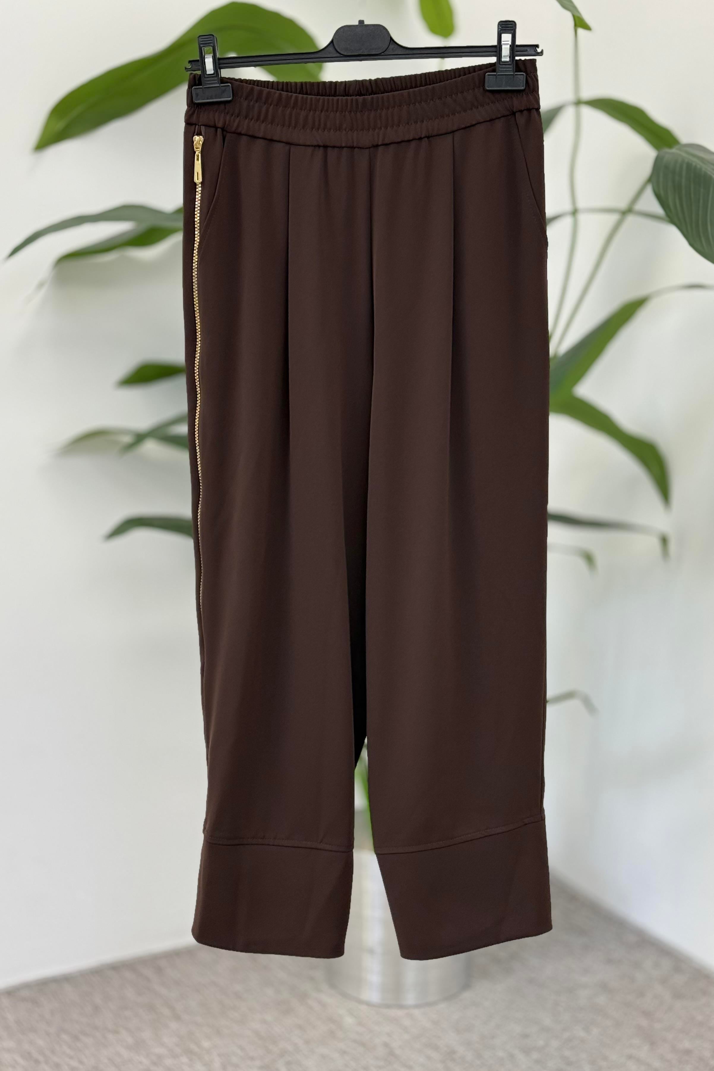 Sentez 5623 Love Yandan Fermuarlı Pantolon - Kahve