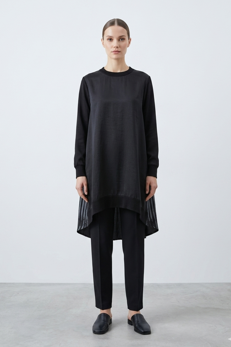 LissMore 6150 Triko Garnili Tunik - Siyah