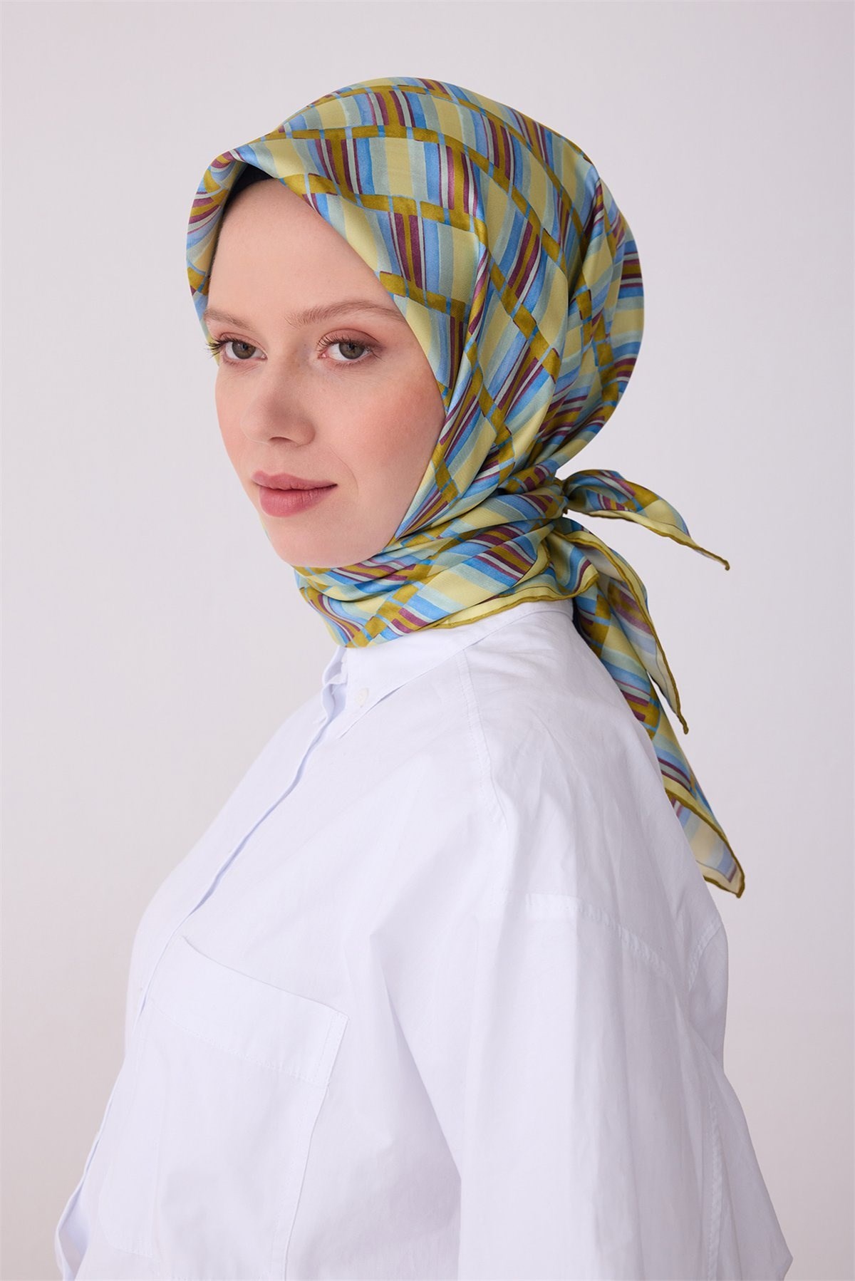 Belli Saf Twill İpek Eşarp 4302D (T) - Olive