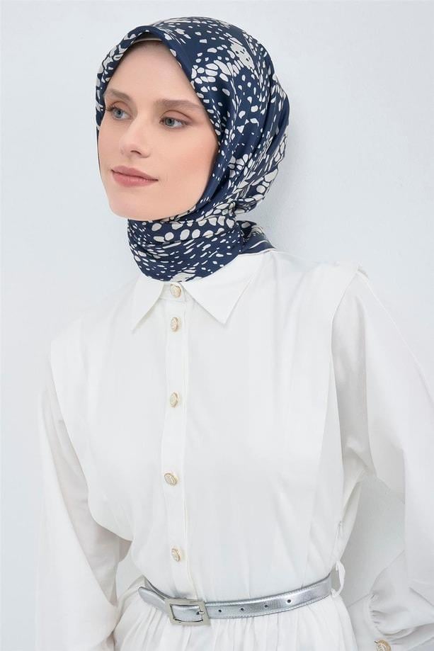 Armine Dj Saf Twill İpek Eşarp 9552D (T) - Lacivert