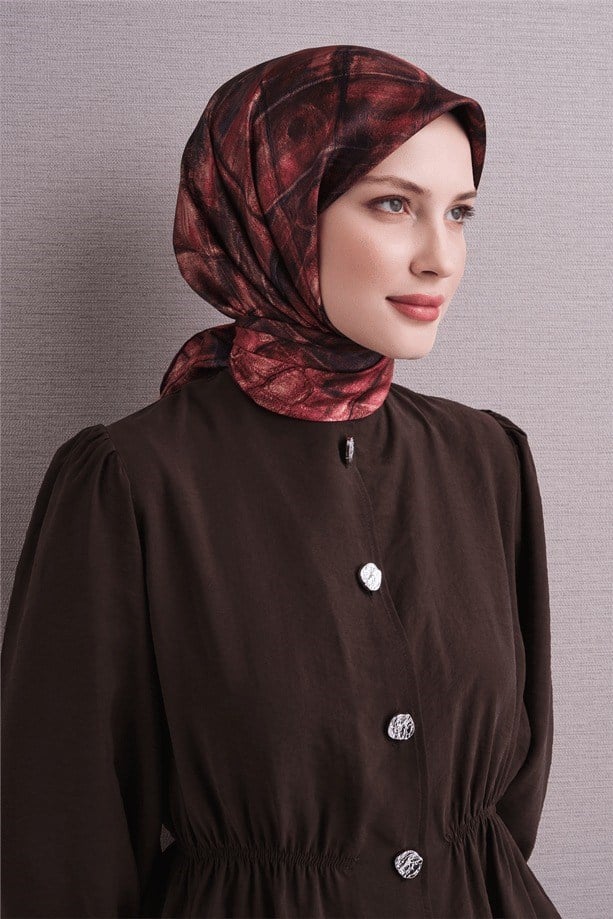 Armine Dj Saf Twill İpek Eşarp 9635D (T) - Mercan Eşarp ARMİNE 