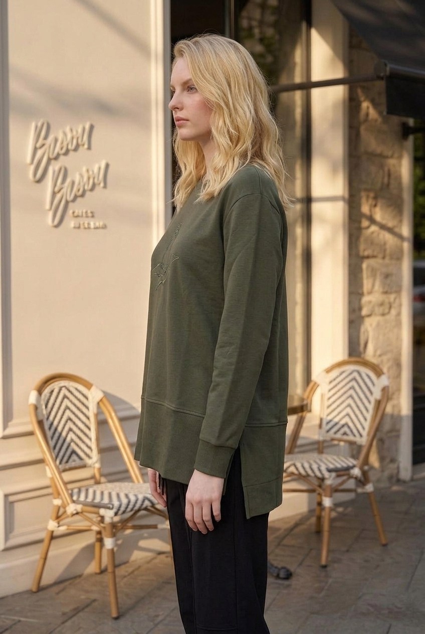 Kuş Baskılı Tunik 1000 Haki
