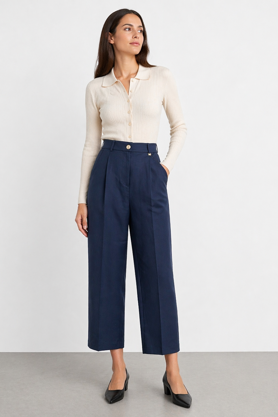 Sentez 5639 Arkası Lastikli Pantolon - Mavi