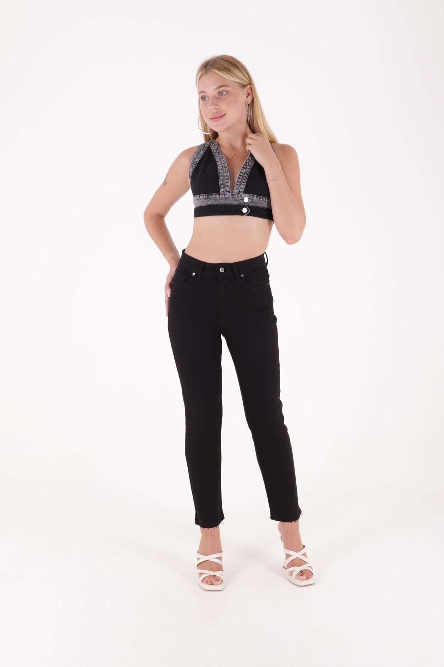 XLove Jeans Dikişsiz Paça Yüksek Bel Mom Fit Kot Pantolon  Melbourne 764 - Siyah  Pantolon