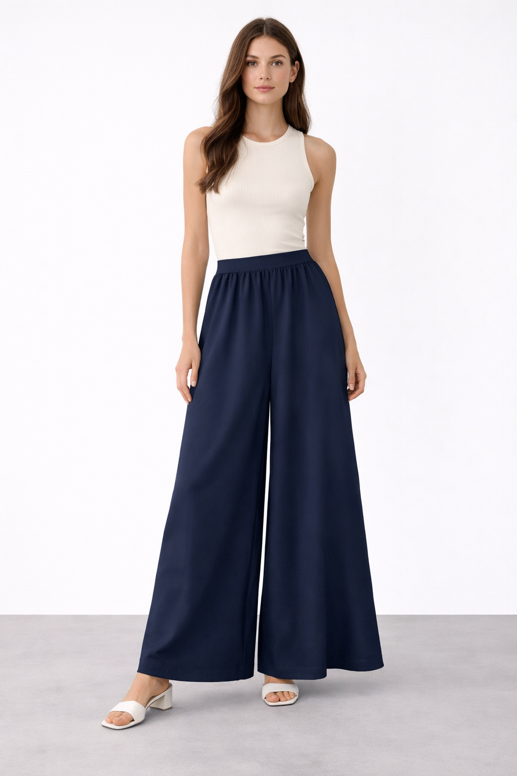 Sentez 5561 Logos Geniş Paça Pantolon - Lacivert