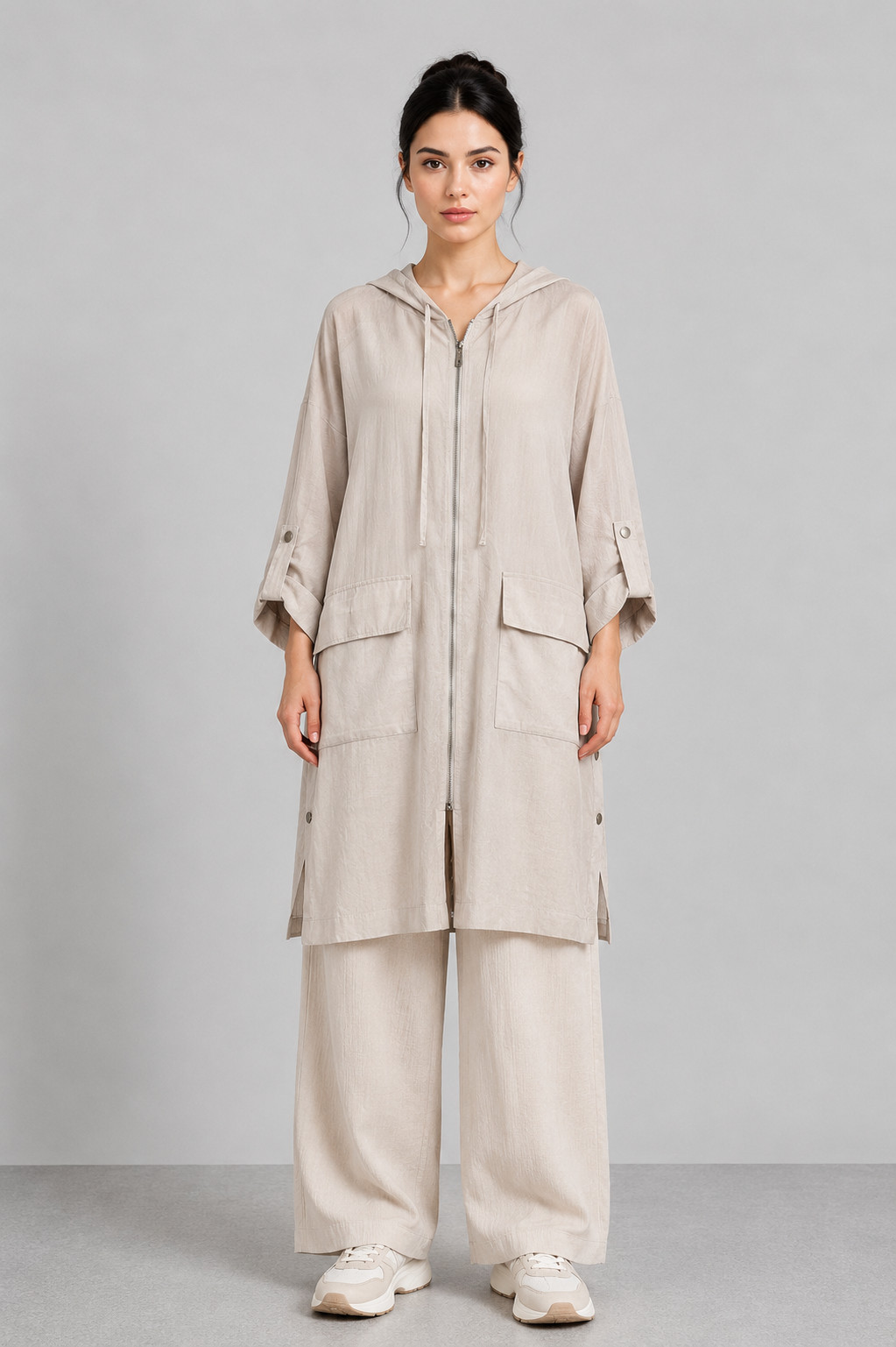 Cep Ve Çıtçıtlı Oversize Kap 0037444 - Bej