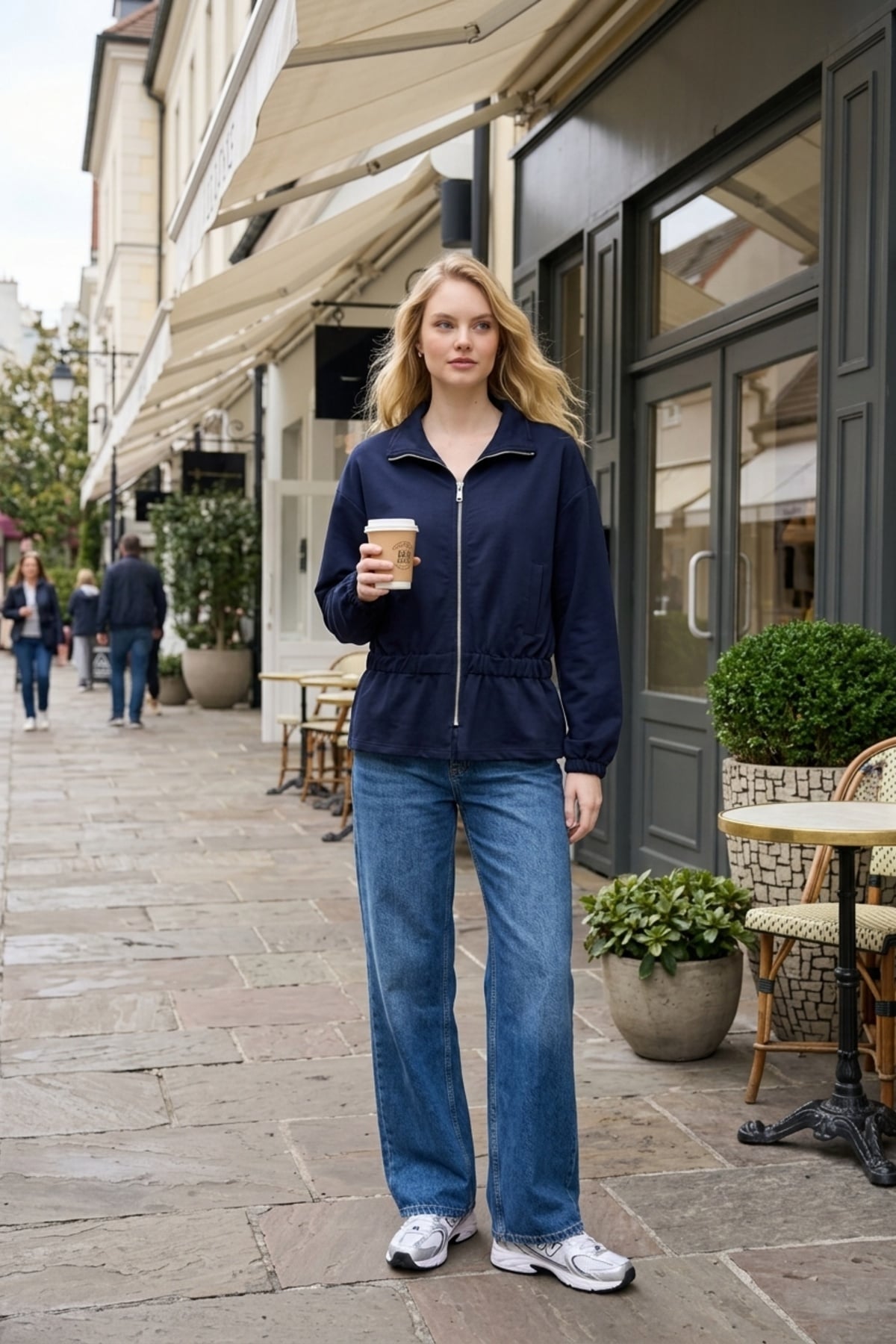 Bel Büzgü Detay Ceket 32575 F.Navy