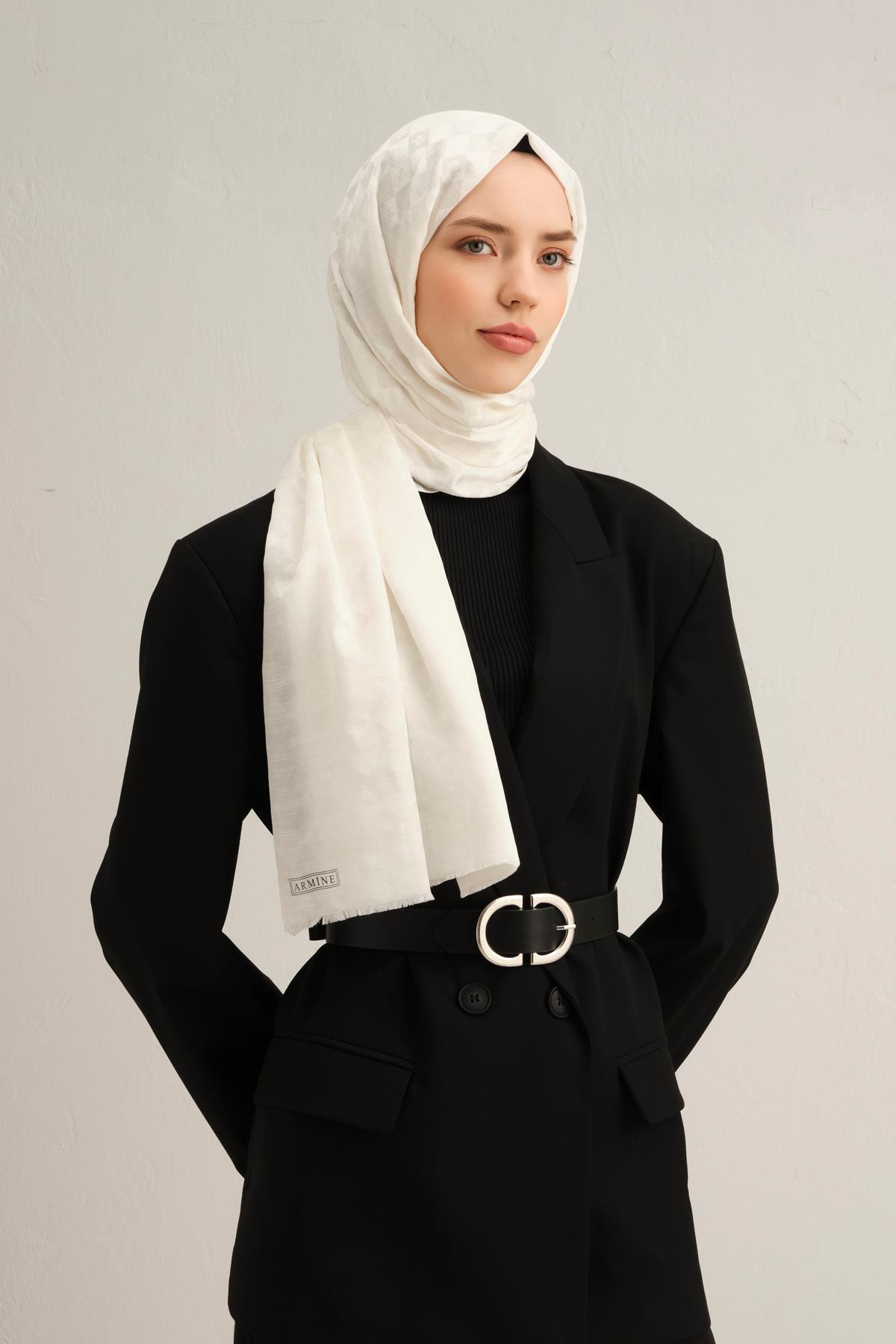 Armine J. İpek Pamuk Şal - Ekru