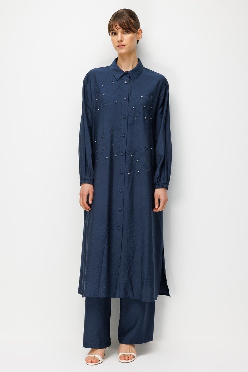 Micca 261864M Elişi Nakış Detaylı Pantalonlu Takım - Lacivert
