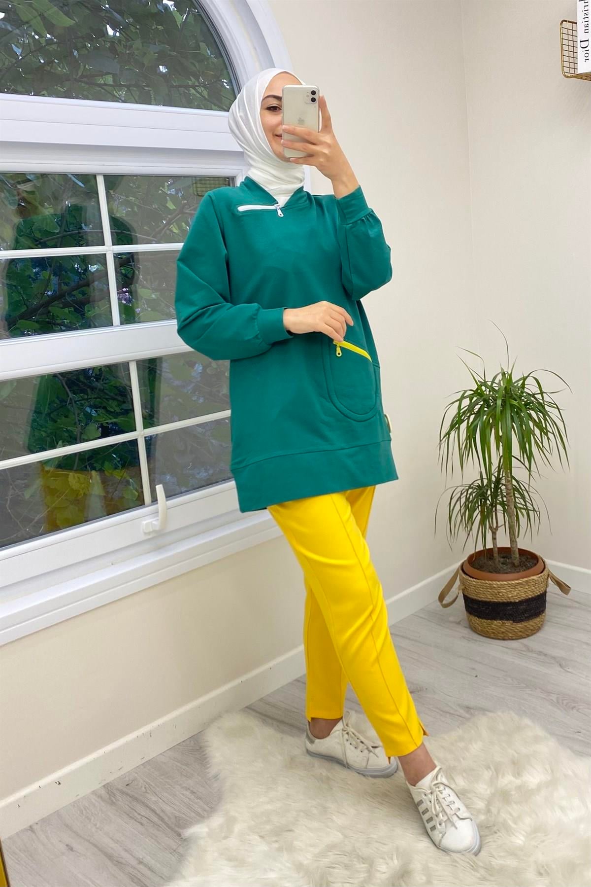 İNVEE İnvee 6315 Paça Ön Kısa Arka Uzun Pantolon - Sarı  Pantolon