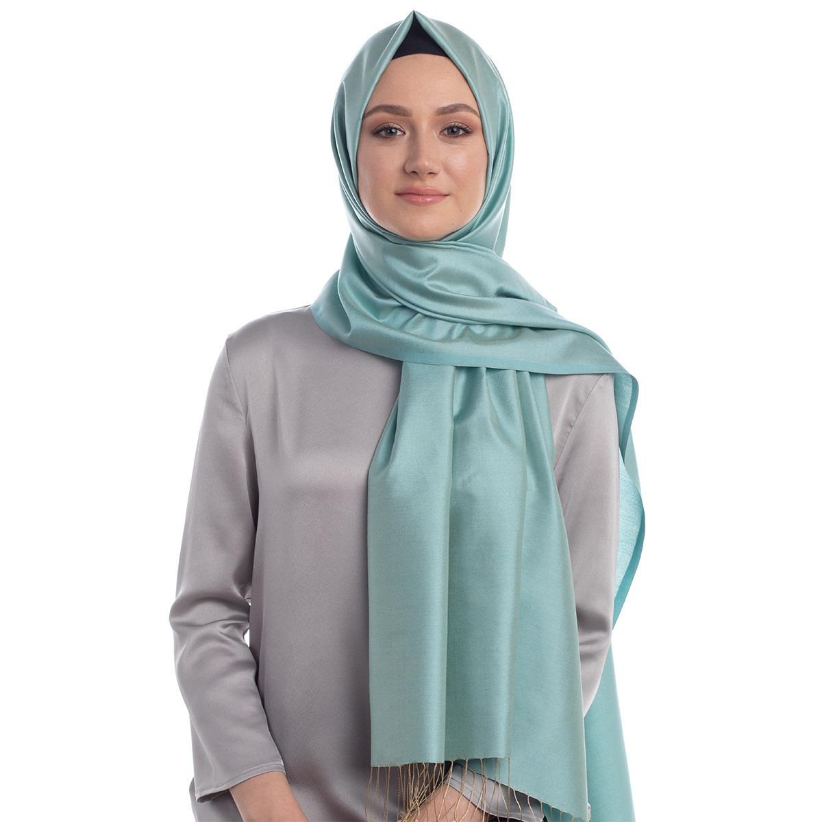 İPEKEVİ İpekevi 02911 Düz İpek Şal - Su Yeşili İpekevi 02911 Düz İpek Şal - Bilen Giyim Şal 