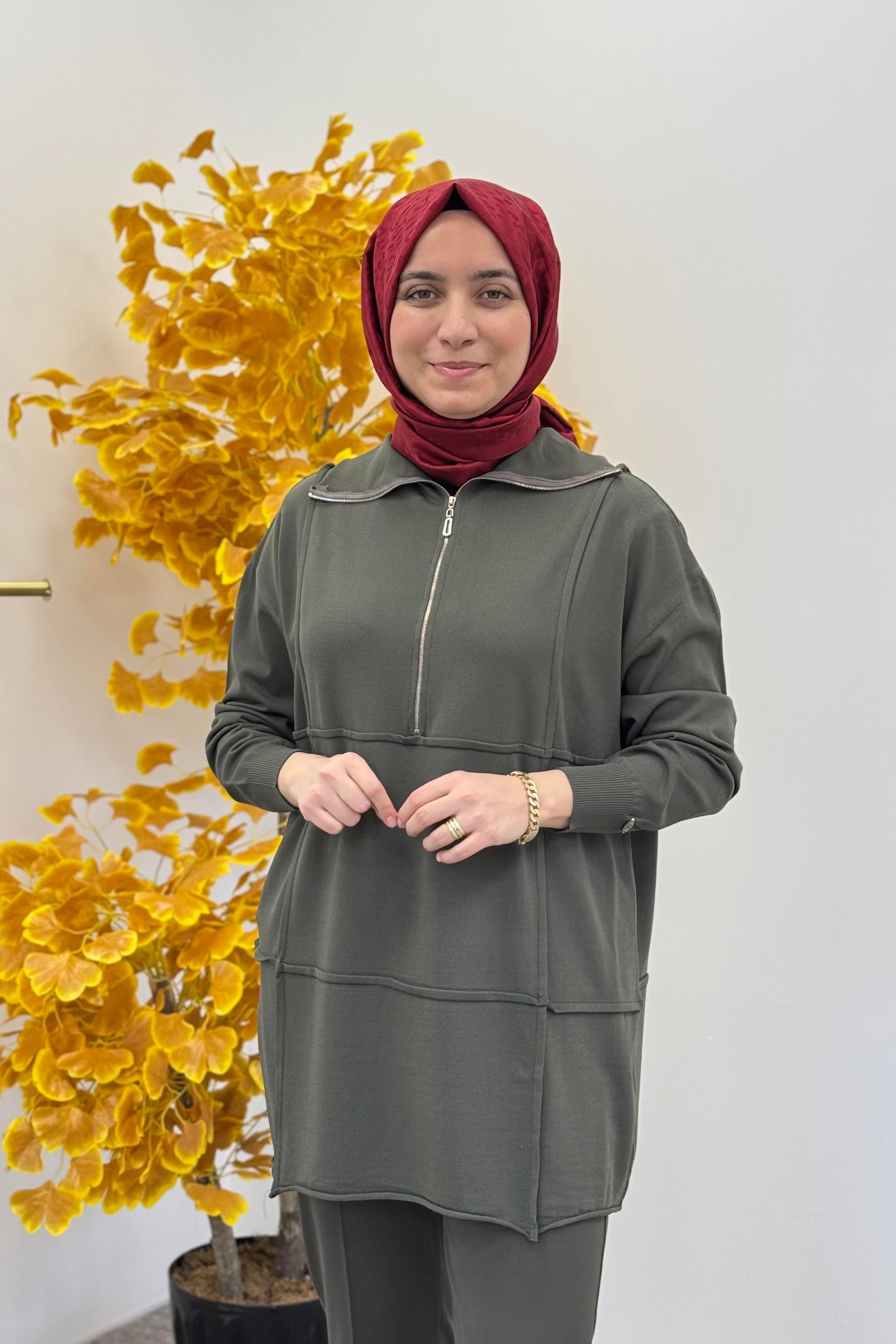 MİSSWHENCE Misswhence 36016 Triko Tunik - Haki Misswhence 36016 Triko Tunik - Haki - Bilen Giyim Tunik 