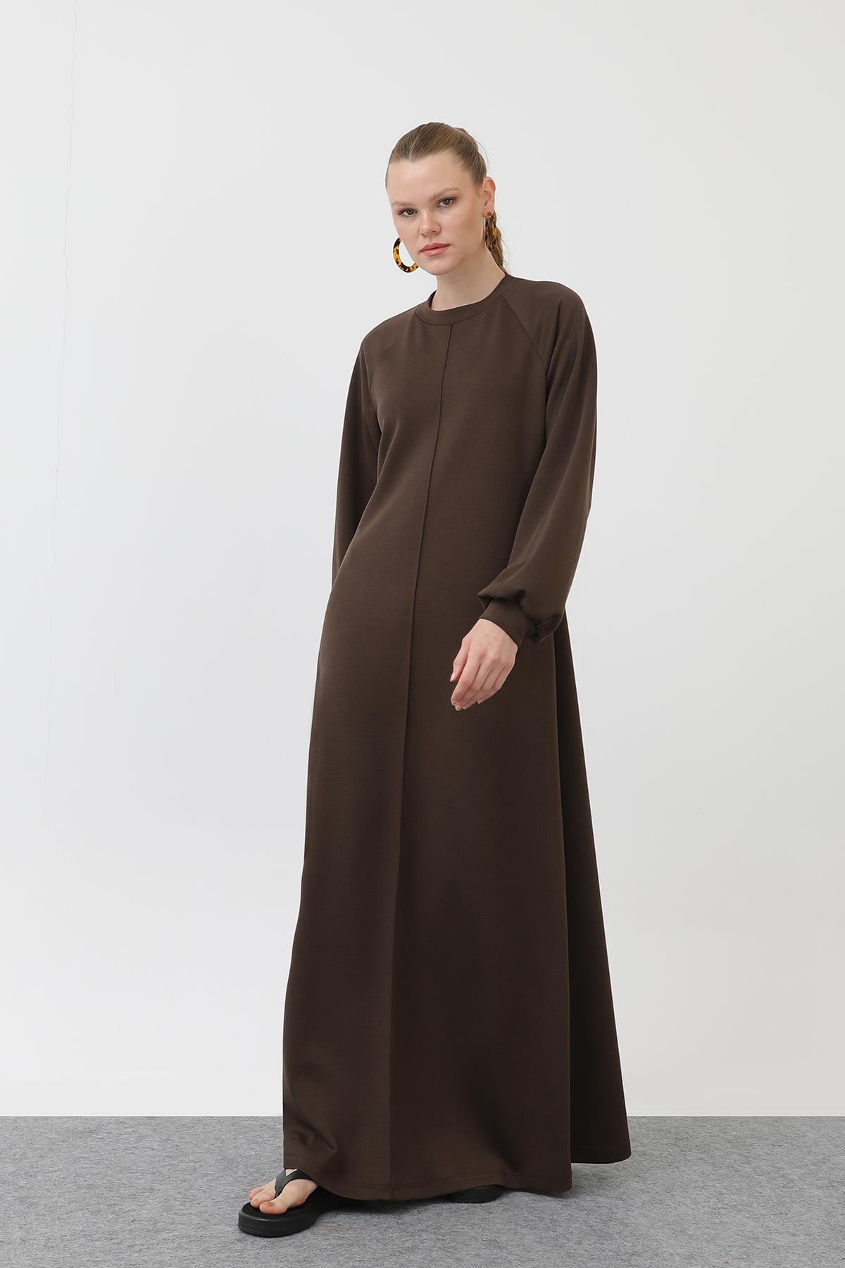 PUANE Ön Nervür Detay Basic Modal Elbise 12557 - Browni Ön Nervür Detay Basic Modal Elbise 12557 - Browni - Bilen Giyim Elbise 