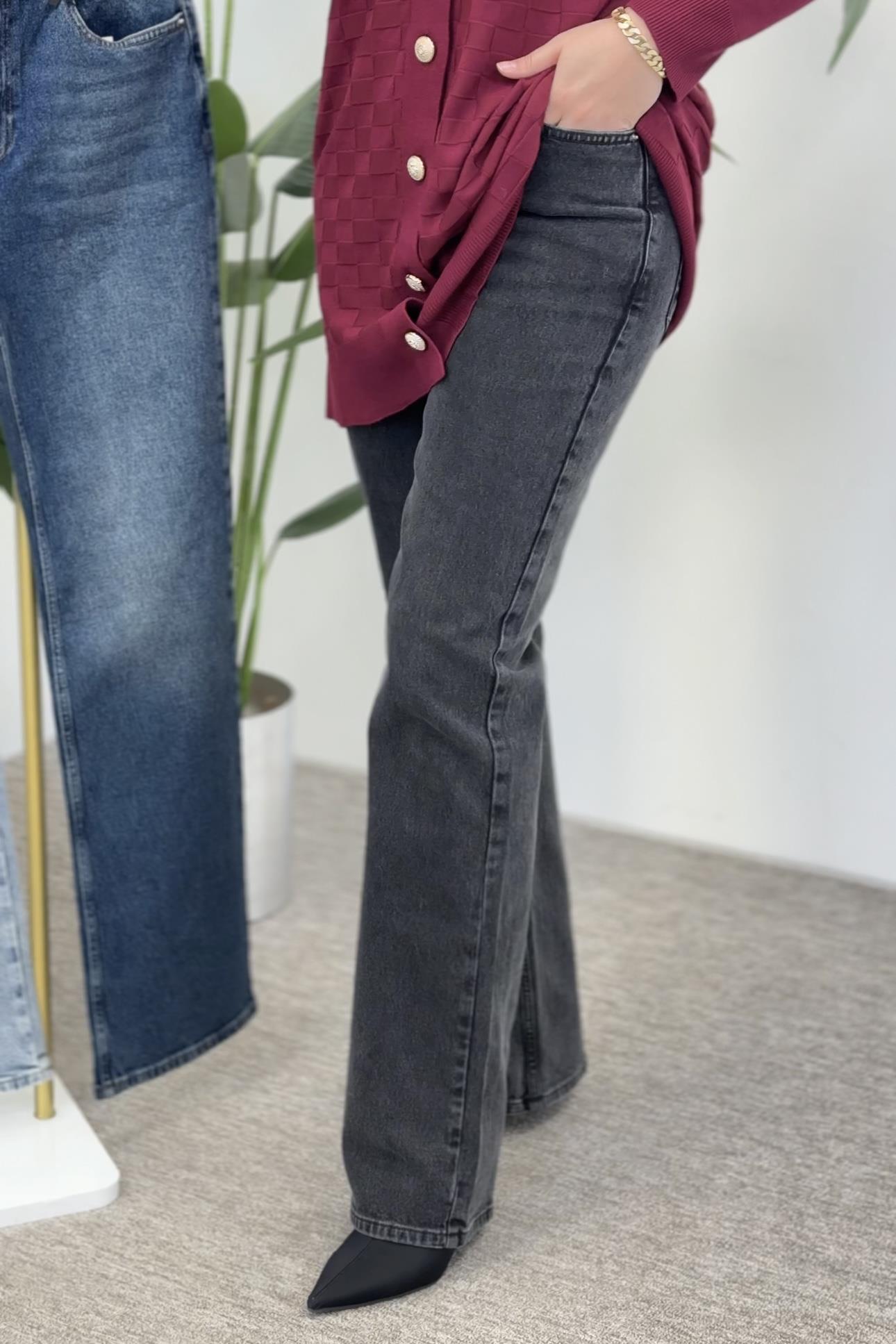 XLove Jeans Yüksek Bel Straight Pantolon 7033 - Antrasit  Pantolon 