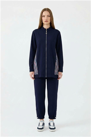 Avenna 26KT663 Etnik Desen Detay Pantolonlu Takım İndigo