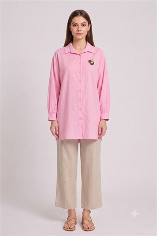 Basic Nakışlı Tunik 260198 - Pembe