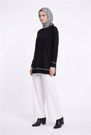 Armine Trend 26KTD416 Ön Biye Detaylı Tunik Siyah