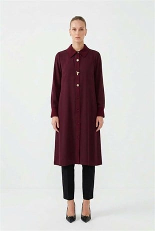 Fuat Gürşen 6930 Yusufçuk Taş Detaylı Tunik Mürdüm