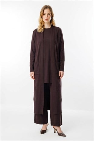 Armine Trend 26KAD601 Basic 3 lü Pantolonlu Takım Kahverengi