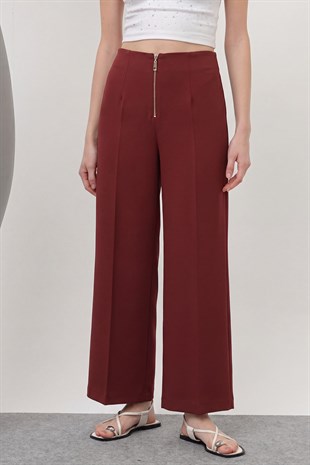 Fermuar Detaylı Pantolon 18228 - Burgundy