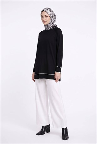 Armine Trend 26KTD416 Ön Biye Detaylı Tunik Siyah