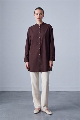 Hakim Yaka Poplin Tunik 10791 Browni