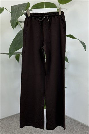 Beli Lastikli Kordonlu Pantolon X-272 - Kahve