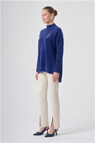Nuss 102 Balıkçı Yaka Angora Kazak Lacivert
