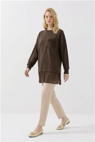Sahte Cep Detaylı Tunik 10811 Browni