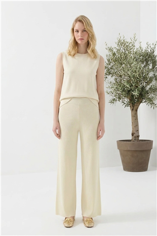 Fitilli Bol Paça Pantolon 146030 Taş