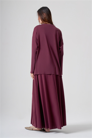 Ceremony 921 Taş Detaylı Kloş Bora Etekli Takım Bordo
