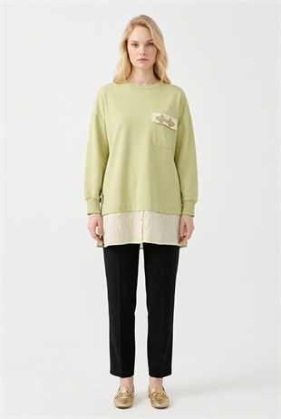 Sahte Cep Detaylı Tunik 10811 Olive