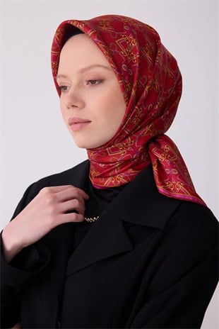 Belli Saf Twill İpek Eşarp 4328D (T) - Kırmızı