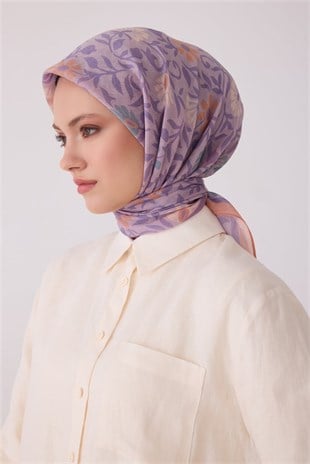 Belli 5175 Çiçek Desenli Rozy Eşarp Lila